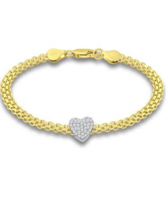 Giani Bernini - Cubic Zirconia Heart Bismark Chain Bracelet