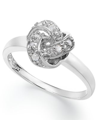 Macy's - Diamond Love Knot Ring in Sterling Silver (1/10 ct. t.w.)