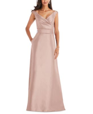 Alfred Sung - Off-The-Shoulder Satin Gown