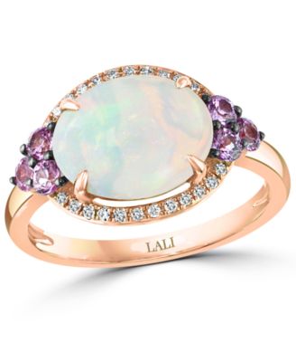 LALI Jewels - Multi-Gemstone (2 ct. t.w.) & Diamond (1/10 ct. t.w.) Ring in 14k Rose Gold