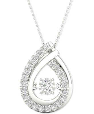 Twinkling Diamond Star - Diamond Teardrop Halo 18" Pendant Necklace (3/4 ct. t.w.) in 10k White Gold