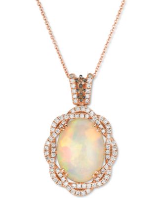 Le Vian - Neopolitan Opal (4-1/2 ct. t.w.) & Diamond (3/4 ct. t.w.) Braided Halo 18" Pendant Necklace in 14k Rose Gold