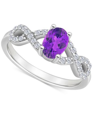Macy's - Amethyst (3/4 ct. t.w.) & White Topaz (1/4 ct. t.w.) Twist Ring in Sterling Silver (Also in Citrine, Rhodolite Garnet, Peridot, & Blue Topaz)
