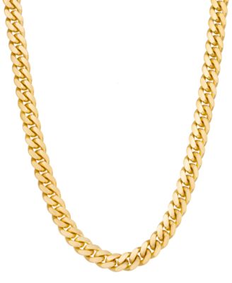 Italian Gold - Men's Cuban Link 24" Chain Necklace in 14k Gold-Plated Sterling Silver