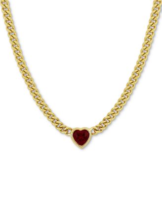 Macy's - Lab-Grown Ruby Heart 18" Collar Necklace (2-7/8 ct. t.w.) in Yellow-Plated Sterling Silver