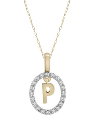 Wrapped - Diamond Initial "P" 18" Pendant Necklace (1/10 ct. t.w.) in 14k Gold