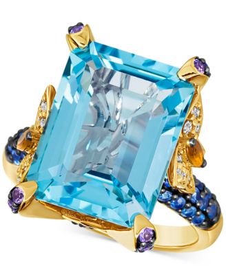 Le Vian - Multi-Gemstone (12-7/8 ct. t.w.) & Vanilla Diamond (1/5 ct. t.w.) Statement Ring in 14k Gold