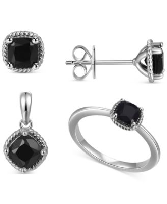 Macy's - Truffle Sapphire (2-1/2 ct. t.w.) Earrings, Ring & Necklace Box Set in Sterling Silver