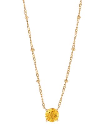 Macy's - Citrine Solitaire 18" Pendant Necklace (1-1/4 ct. t.w.) in 14k Gold-Plated Sterling Silver (Also in Garnet)