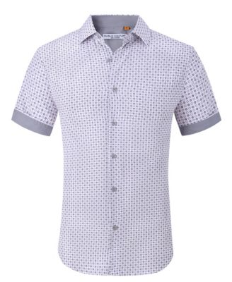 Suslo Couture - Men's Slim-Fit Geo-Print Performance Shirt