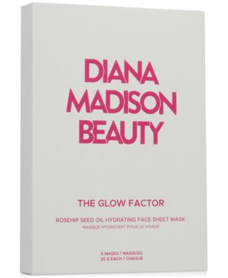 Diana Madison Beauty - The Glow Factor Rosehip Seed Oil Hydrating Face Sheet Mask, 5-Pk.