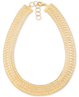 Macy's - Cleopatra Openwork Statement Necklace in 14k Gold-Plated Sterling Silver, 17" + 2" extender