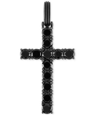 Esquire Men's Jewelry - Black Cubic Zirconia Cross Pendant in Black Ruthenium-Plated Sterling Silver (Also in White Cubic Zirconia)