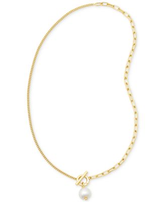 Kendra Scott - Cultured Freshwater Pearl (10 x 8mm) Split Chain Toggle 17" Pendant Necklace