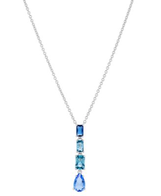 Eliot Danori - Silver-Tone Mixed Stone Lariat Necklace, 16" + 2" extender