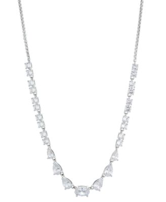 Eliot Danori - Silver-Tone Mixed Crystal 15" Adjustable Statement Necklace