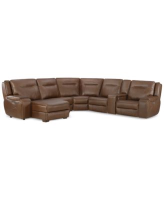 Furniture - 6-Pc. Leather Sectional with 2 Power Recliners and Chaise