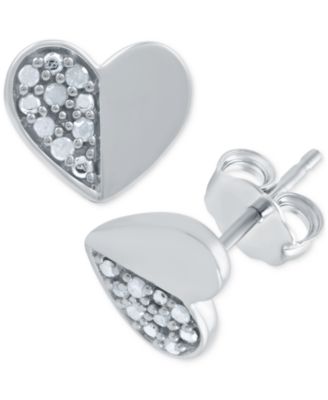Macy's - Diamond Polished Heart Stud Earrings (1/10 ct. t.w.)