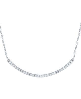Marsala - Diamond Curved Bar 16" Collar Necklace (1/4 ct. t.w.) in Sterling Silver