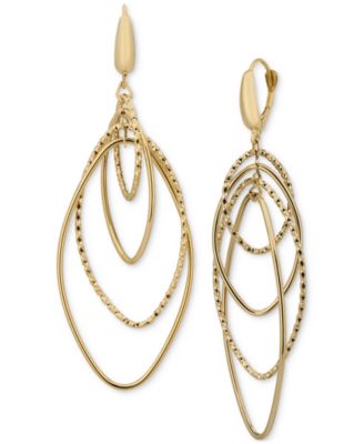 Macy's - Polished & Textured Interlocking Navette Orbital Drop Earrings in 14k Gold