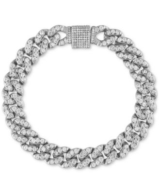Macy's - Men's Cubic Zirconia Curb Link Chain Bracelet in Sterling Silver