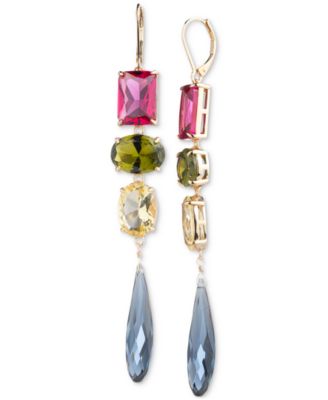 Lauren Ralph Lauren - Gold-Tone Multi-Stone Leverback Drop Earrings