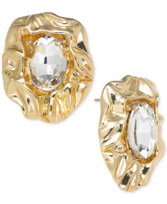 I.N.C. International Concepts - Gold-Tone Stone Hammered Flower Stud Earrings