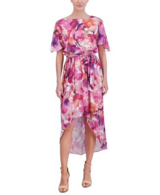 Jessica Howard - Women's Printed Chiffon High-Low Midi Dress