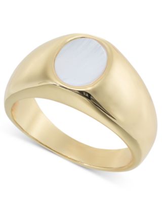 On 34th - Gold-Tone Mother-of-Pearl Signet Ring