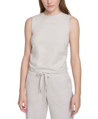 Calvin Klein - Women's Ruched Crewneck Logo Tank Top