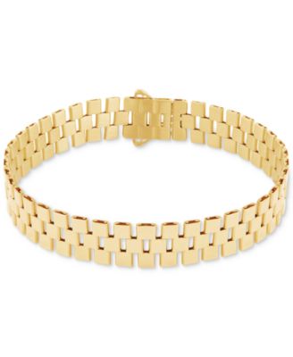 Italian Gold - Polished Rectangular Tube Link Statement Bracelet in 10k Gold