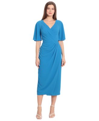 Maggy London - Women's Draped Elbow-Sleeve Midi Dress