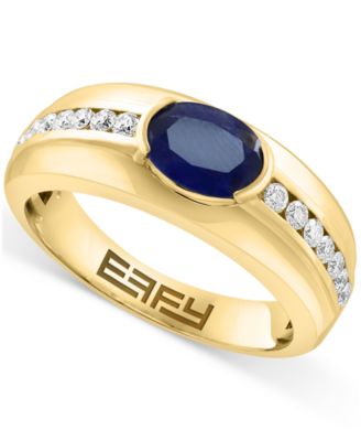 EFFY Collection - Men's Sapphire (1-3/8 ct. t.w.) & Diamond (3/8 ct. t.w.) Ring in 14k Gold