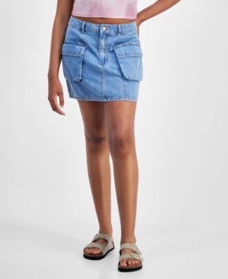 Tinseltown - Juniors' Cotton Denim Cargo Miniskirt