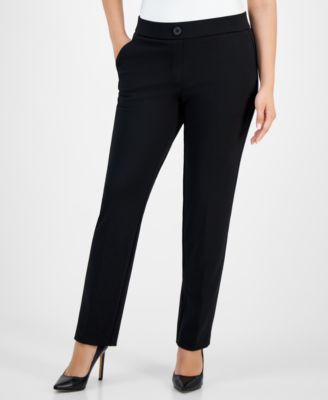 AK Anne Klein - Petite Pull-On Faux-Fly Front Pants