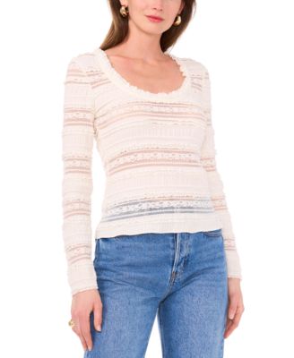1.STATE - Women's Boat-Neck Long-Sleeve Lace Knit Top