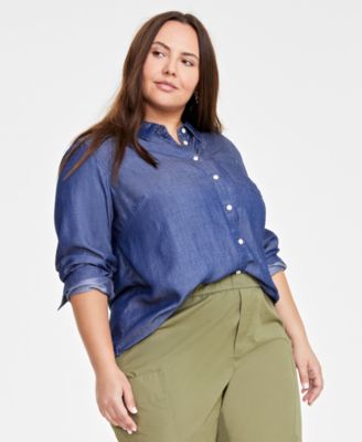 On 34th - Trendy Plus Size Collared Button-Front Casual Shirt