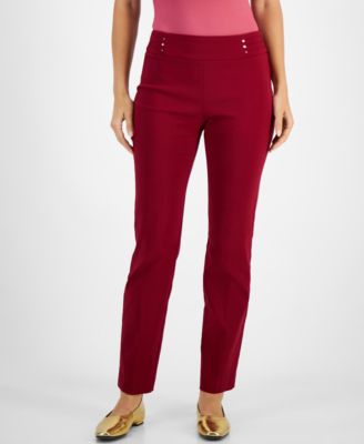 JM Collection - Women's Studded-Rivet Ankle Pants