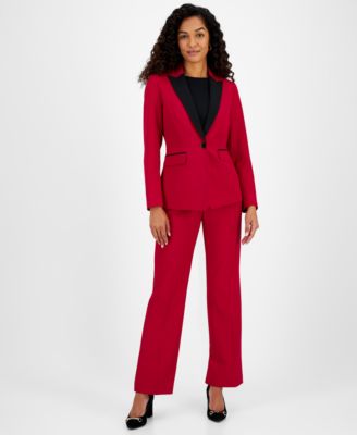 Le Suit - Women's Contrast-Lapel Pantsuit, Regular & Petite