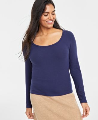 On 34th - Women's Scoop-Neck Ribbed Long-Sleeve Top