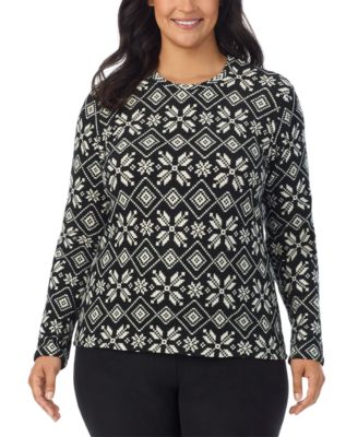 Cuddl Duds - Plus Size Fleecewear Long-Sleeve Crewneck Top