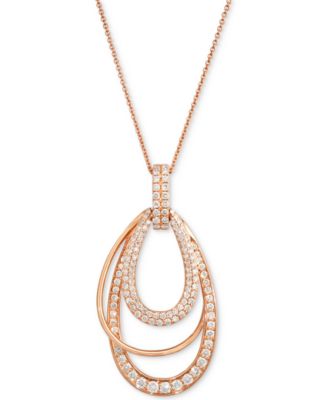 Le Vian - Nude Diamond Multi Layered Teardrop Orbital Adjustable 20" Pendant Necklace (1 ct. t.w.) in 14k Rose Gold