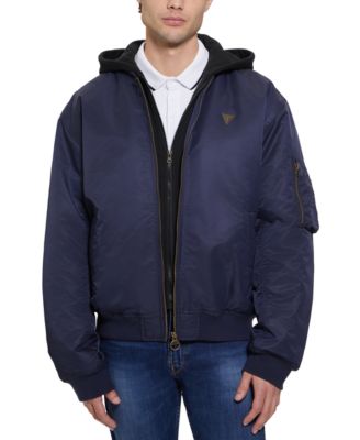 GUESS - Men's John Bomber Jacket with Removable Hooded Inset