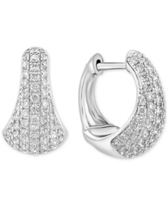 EFFY Collection - Diamond Pav&eacute; Tapered Hoop Earrings (1 ct. t.w.) in 14k White Gold