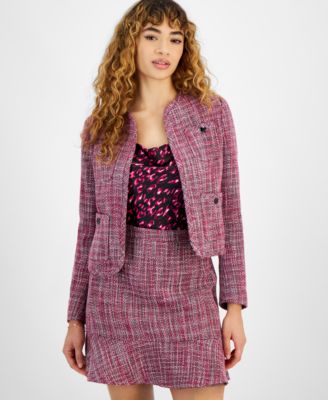 Bar III - Women's Tweed Patch-Pocket Kissing Jacket