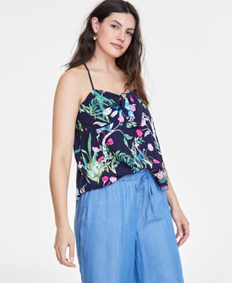On 34th - Women's Printed Knot-Front Tank