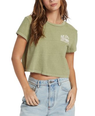 Billabong - Juniors' White Noise Cropped Cotton T-Shirt
