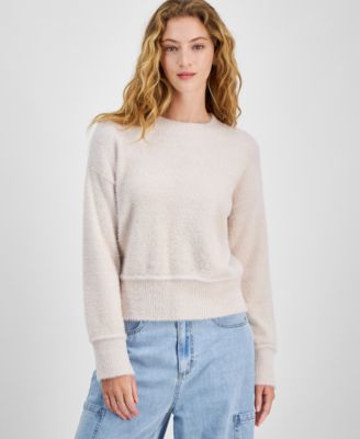 Hippie Rose - Juniors' Textured Drop-Shoulder Sweater
