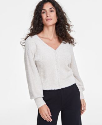 On 34th - Women's Metallic Plush-Knit Cardigan