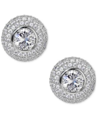 Eliot Danori - Silver-Tone Cubic Zirconia Circle Stud Earrings